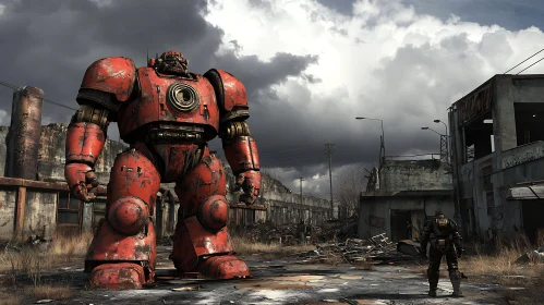 Wasteland Encounter: Robot and Survivor