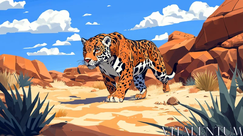 AI ART Jaguar in a Red Rock Desert