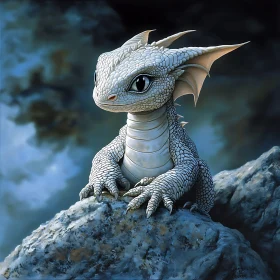 White Scaled Dragon Cub Portrait