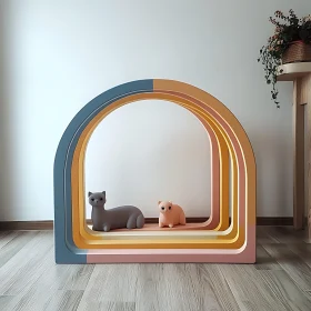 Cats Inside a Colorful Arch