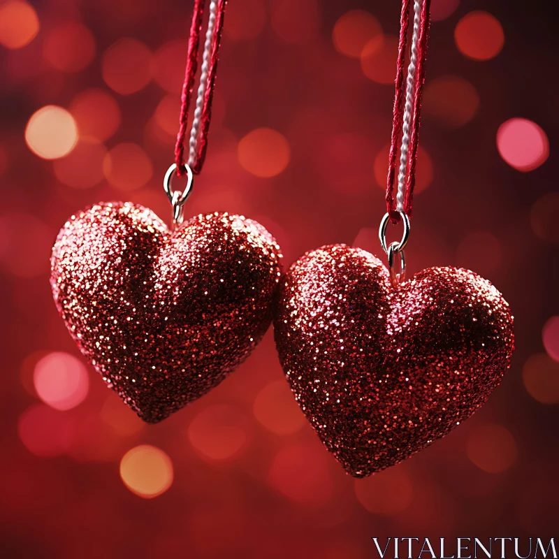 AI ART Two Red Glittering Hearts