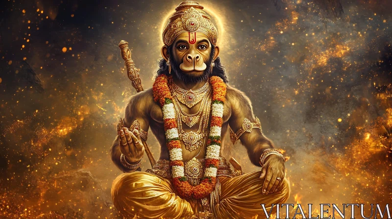 Meditative Golden Deity Illustration Artwork