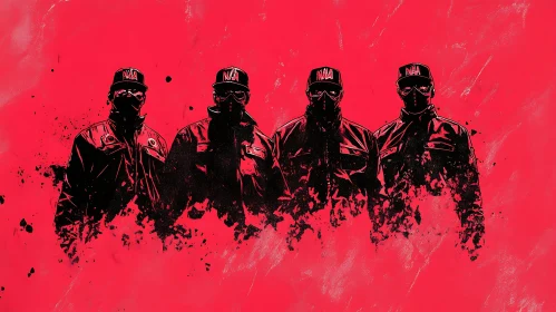 Masked Figures in Red