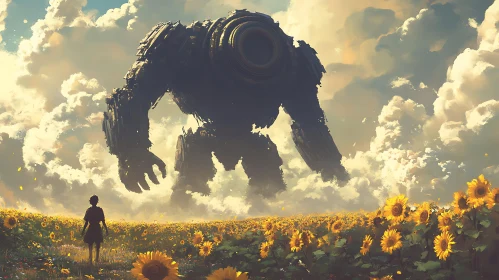 Colossus and Sunflowers: A Digital Painting