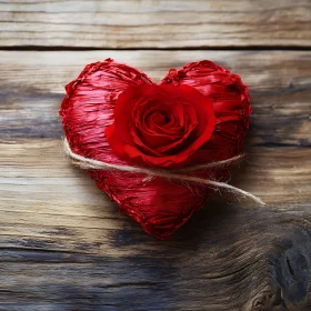 Heart Rose on Rustic Wood