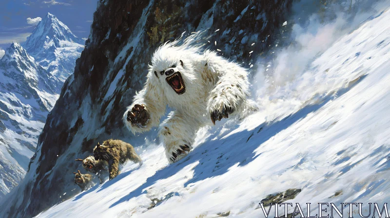 Abominable Snowman Chase in the Mountains