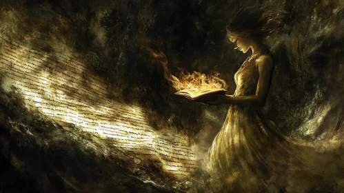 Mystical Woman with Burning Book