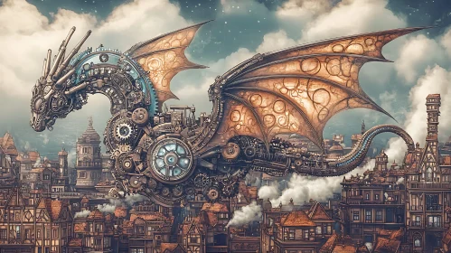 Mechanical Dragon in Urban Flight