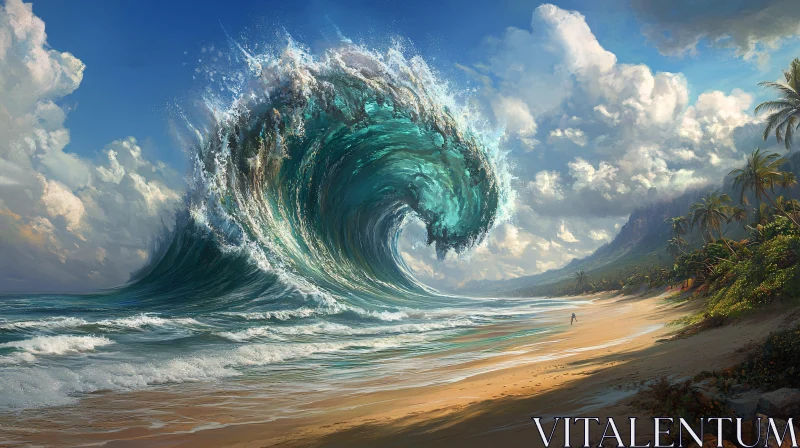 Giant Wave on Tropical Beach