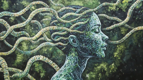 Green Portrait of a Woman in Nature