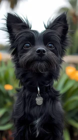Black Dog with Alert Expression