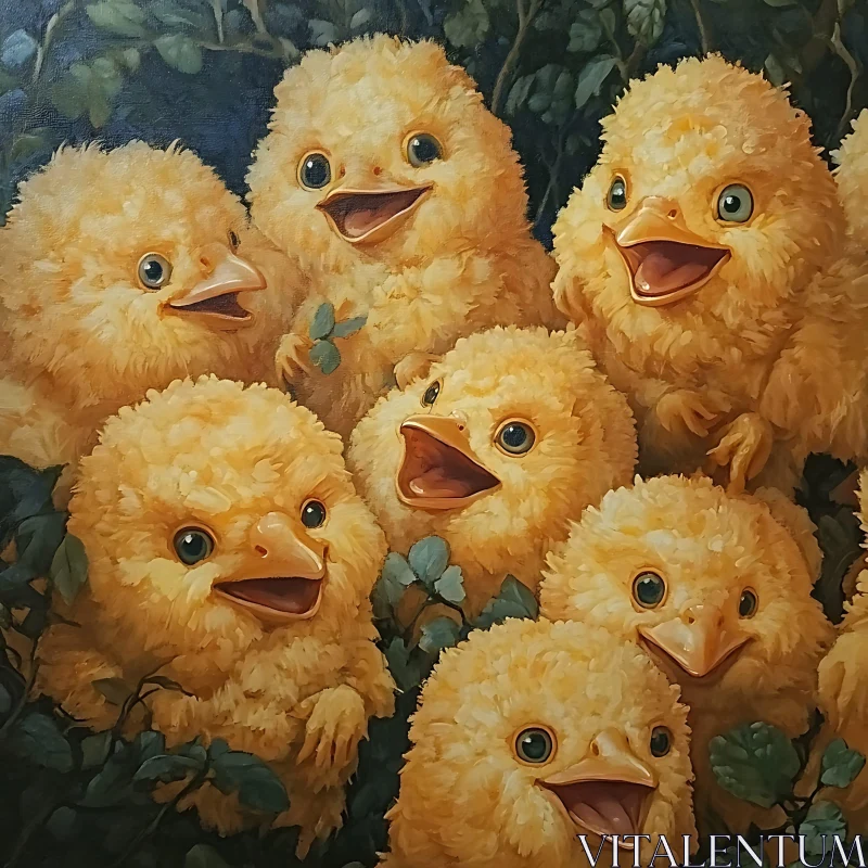 Fluffy Yellow Chicks Portrait