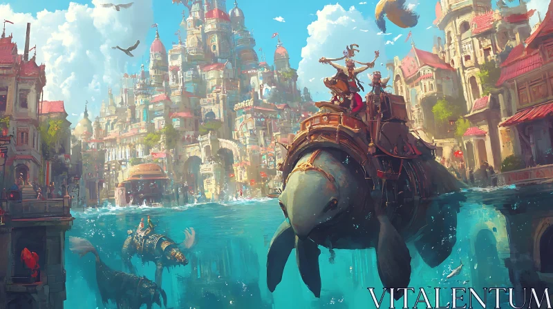 Whimsical Aquatic City on Turtleback