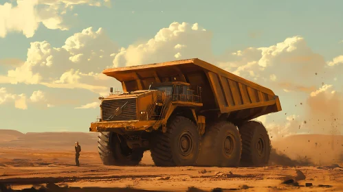 Gigantic Mining Truck under Cloudy Sky