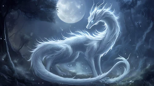 Moonlit Dragon in Enchanted Forest