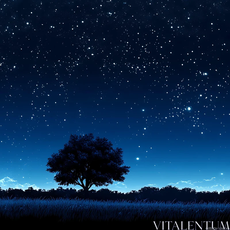 Night Sky Tree Silhouette