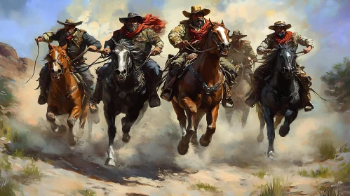 Western Cowboys on Horseback