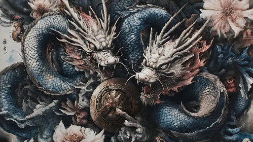 Intertwined Dragons Fantasy Art
