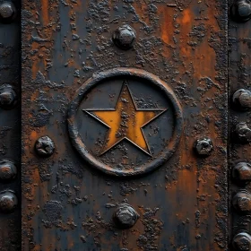Distressed Metal with Star Symbol