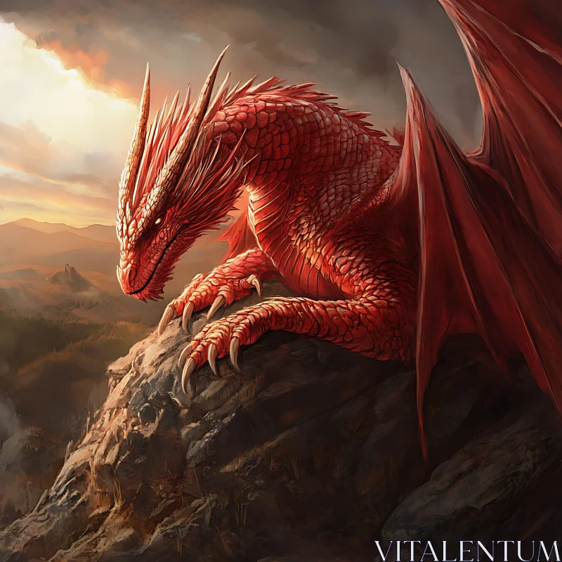 Fantasy Red Dragon Overlook