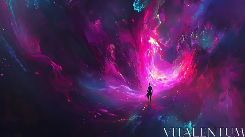 Abstract Space Art with Lone Figure