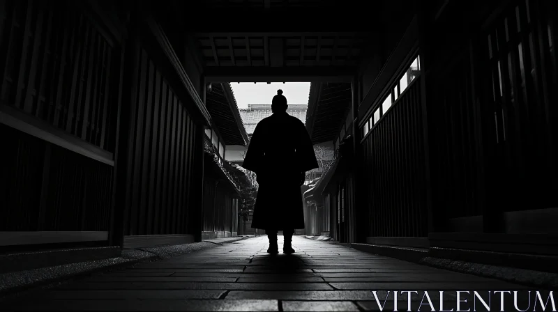 Silhouette Walking Down Dark Alley