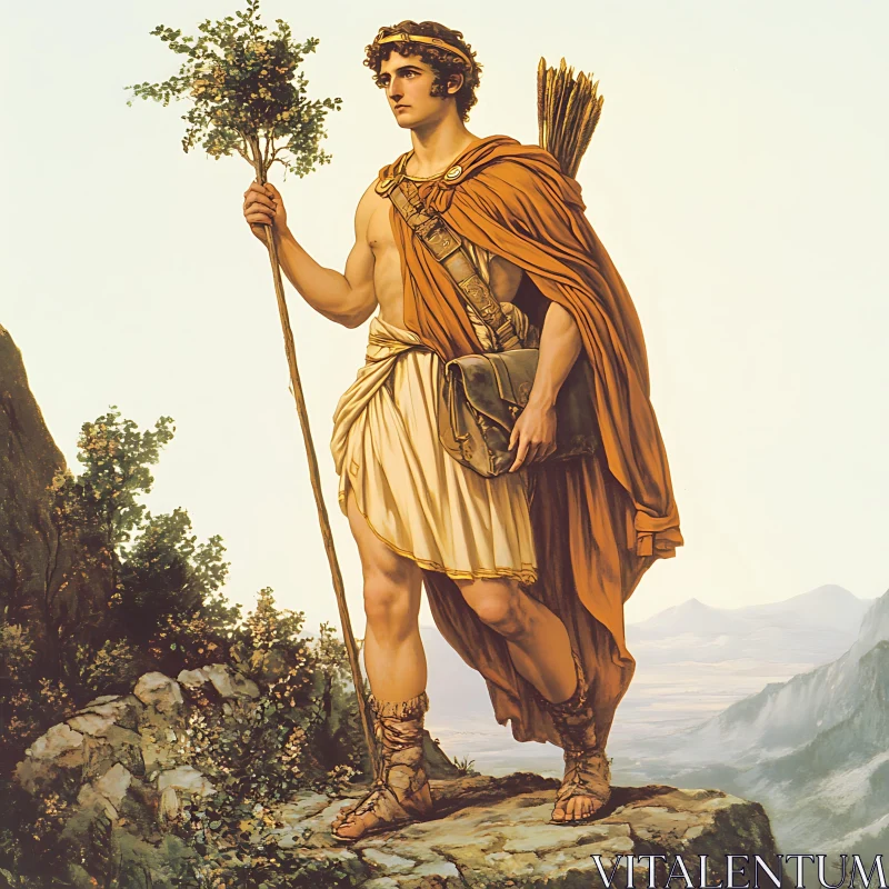 Ancient Greek Man on Mountain Top