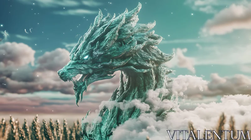 Majestic Dragon in Dreamlike Landscape