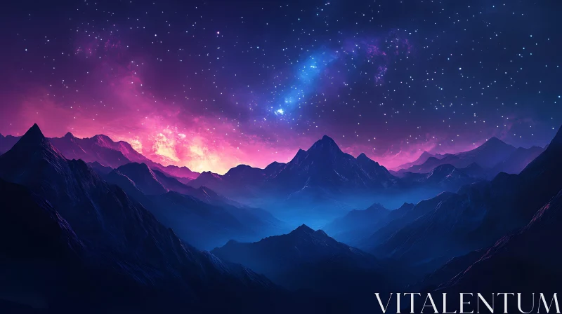 Cosmic Mountains at Night