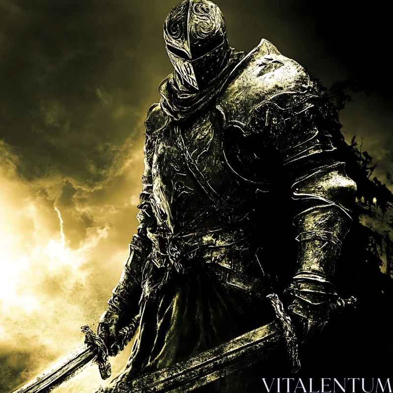 Medieval Warrior in Dark Fantasy Setting