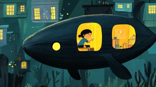 Dreamlike Whale Vessel Illustration