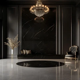 Elegant Modern Interior with Chandelier and Marble Floor