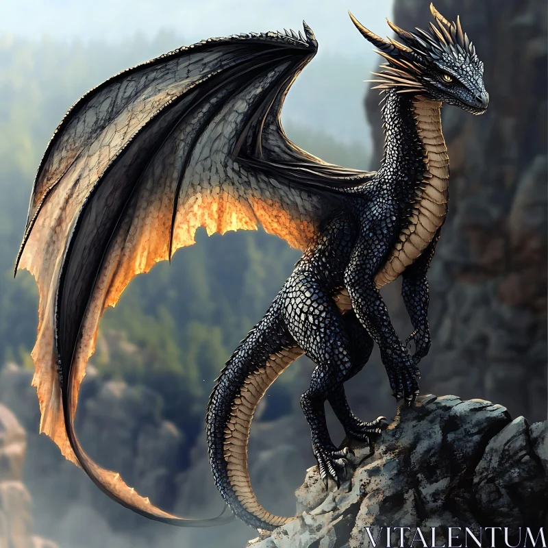 Mythical Dragon on Mountain Peak