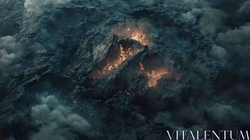 Volcano Eruption with Lava and Smoke