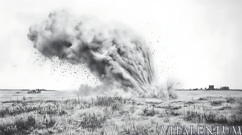 Monochrome Field Explosion Art