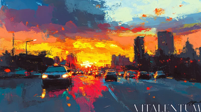 Urban Sunset: A Cityscape Painting