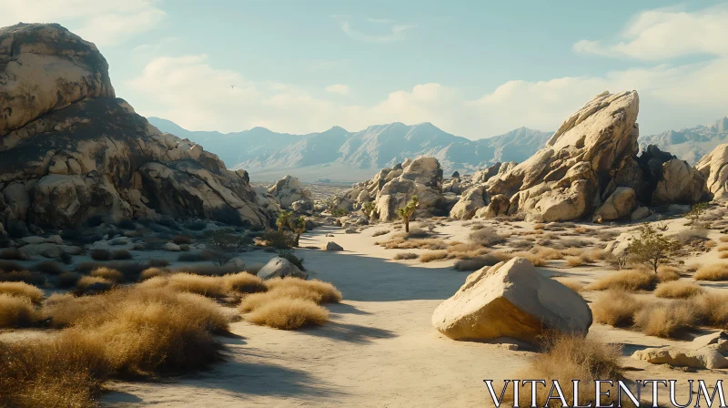Arid Desert Landscape with Rocks