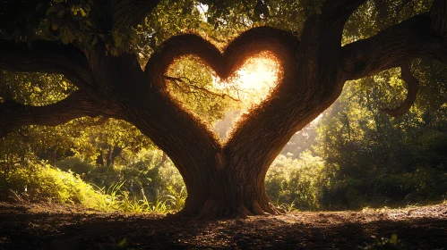 Nature's Heart: Sunlight Through the Heart Tree