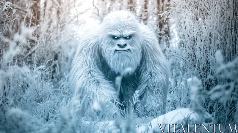 Snowy Yeti in a Frozen Forest