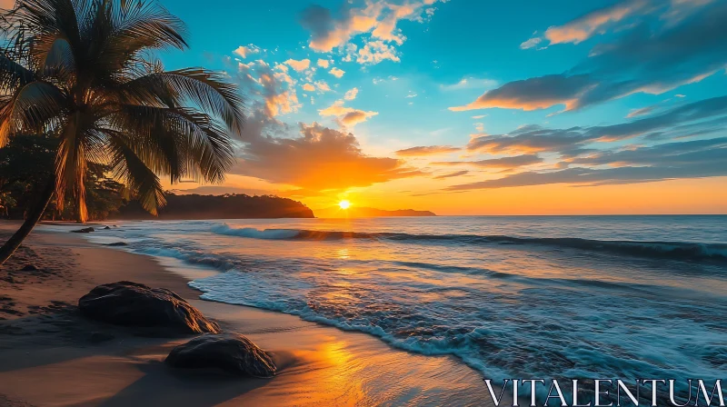 Golden Sunset at Tropical Beach