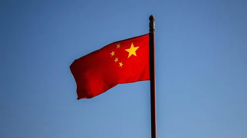 Flag of China on Blue Sky