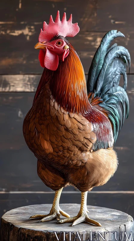 Vibrant Rooster in Farm Setting