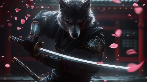 Samurai Wolf Ready for Battle
