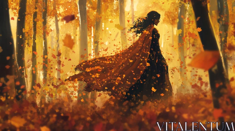 Lady in Autumn Forest