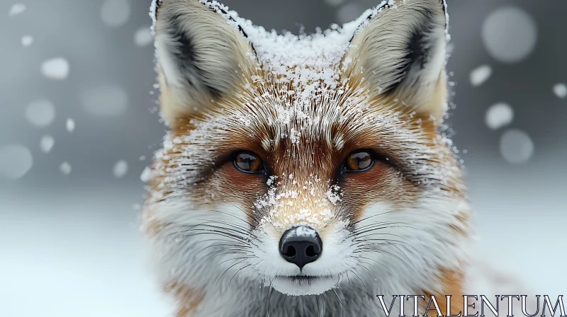 Close-Up of a Red Fox in Snow