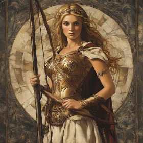Female Warrior in Gold Armor