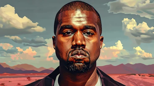 Kanye West Digital Art in a Dreamy Landscape