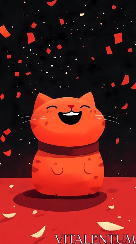 Cheerful Cat in Confetti Shower AI Image