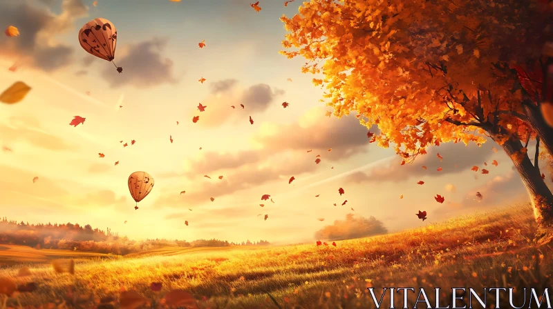 Scenic Autumn View with Balloons