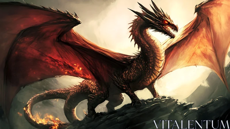 Majestic Red Dragon Illustration